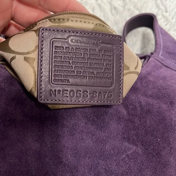 Coach Purple Suede Shoulder Bag - Picture 7 of 10